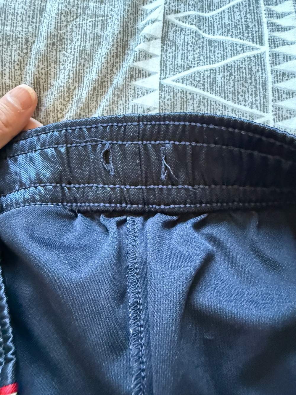And1 Navy Athletic Shorts with White Side Panels and Red Piping - Picture 8 of 8